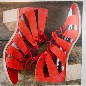 Sole society Leigh Suede Lace-Up Gladiator Sandals in paprika